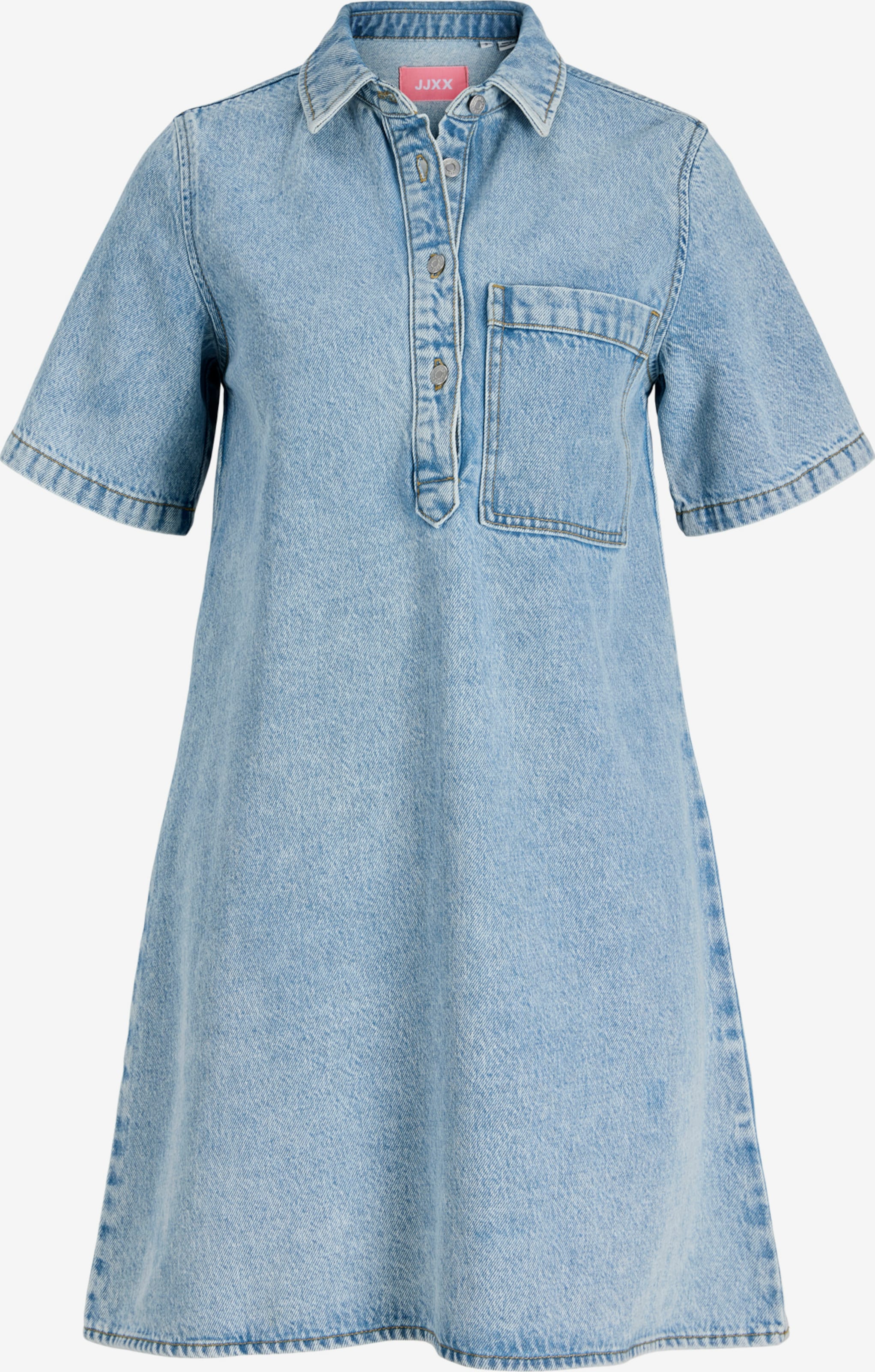 george denim dress Mid Wash Long Sleeve Denim Midi Shirt Dress | Women