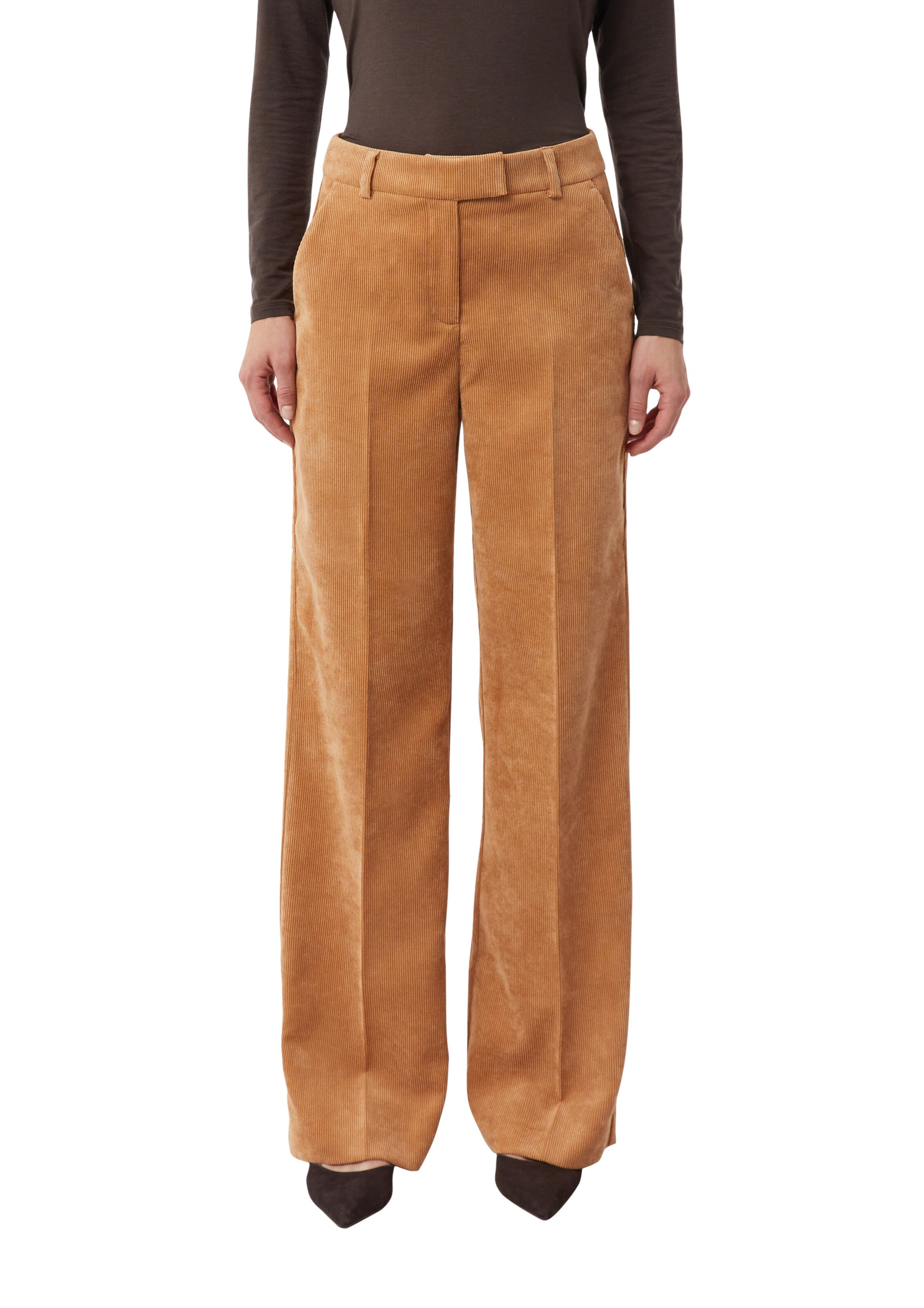 Wide Leg Pantalon à plis COMMA en marron : devant