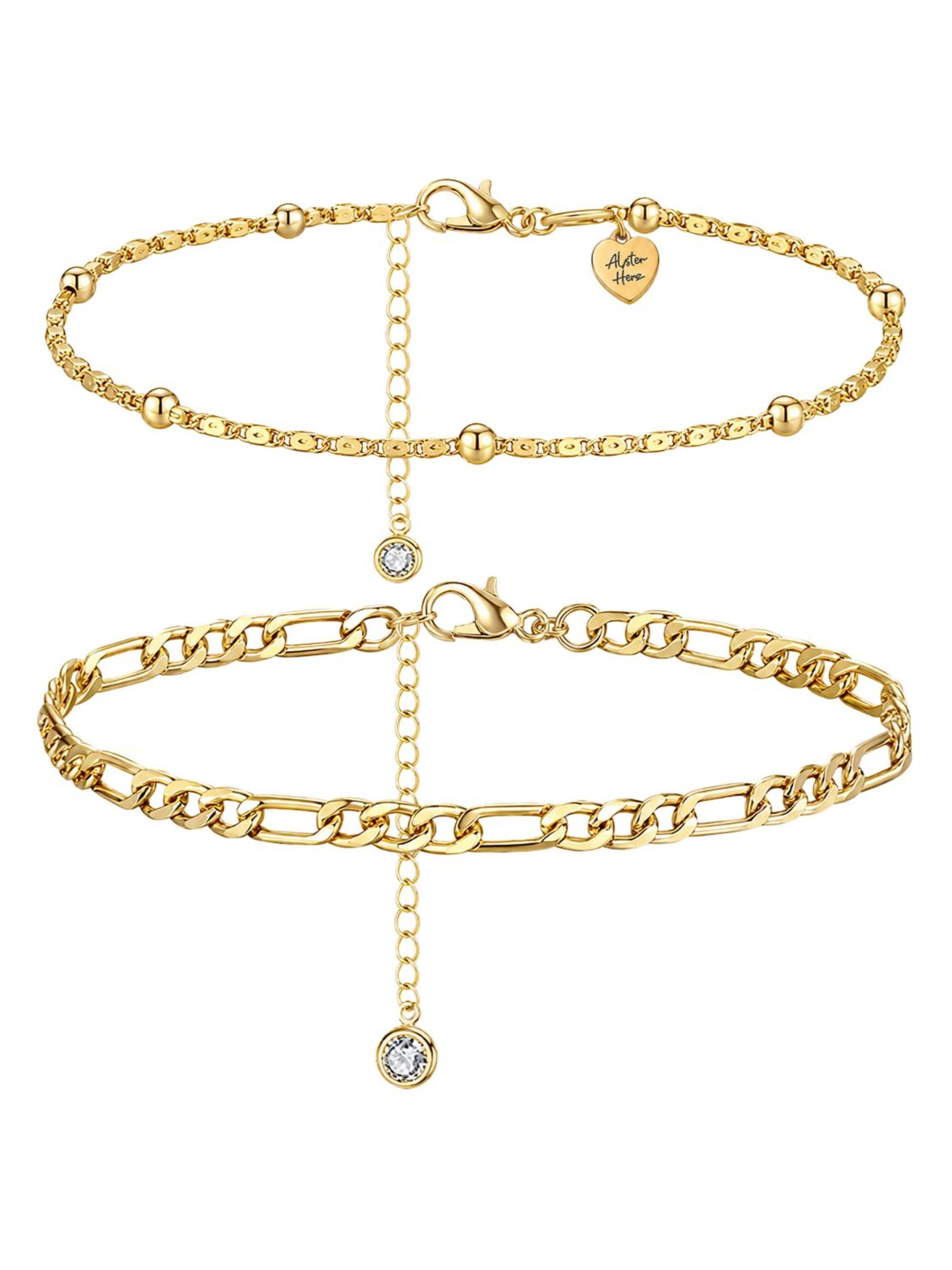 Alster Herz Voetsieraden 'GIADA' in Goud: voorkant