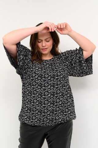 KAFFE CURVE Blouse 'riona' in Zwart: voorkant