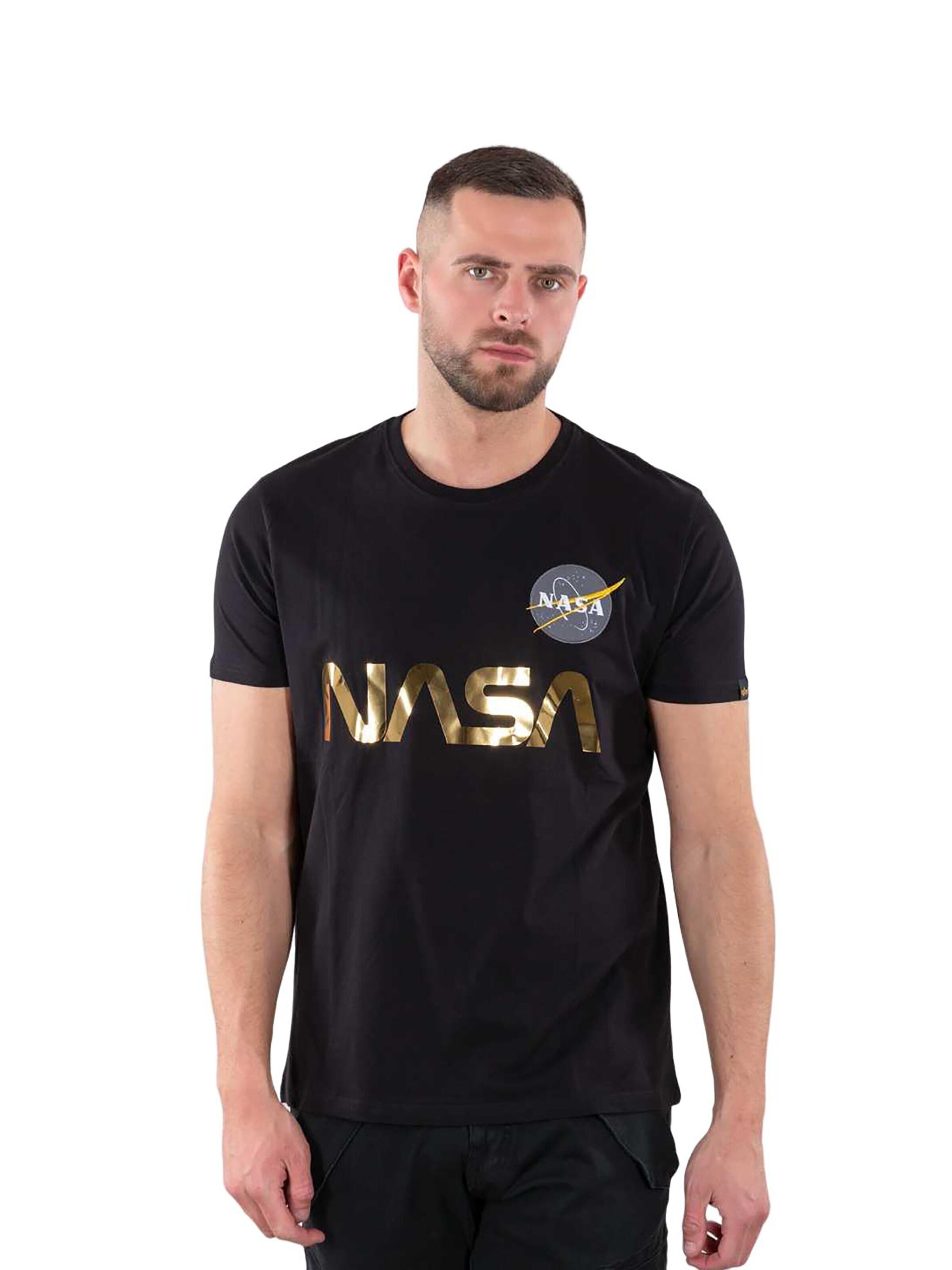 ALPHA INDUSTRIES Shirt 'NASA Reflective'‌ in Schwarz: Vorderseite