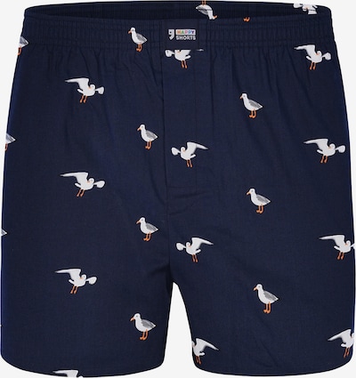 Happy Shorts Boxers 'Motive' en bleu foncé / orange / blanc, Vue avec produit