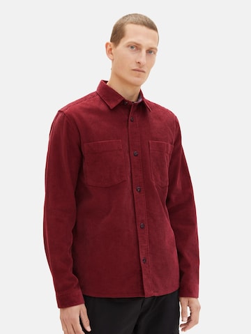 TOM TAILOR Comfort fit Button Up Shirt in Red: front