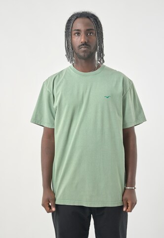 Cleptomanicx T-Shirt 'Boxy Tee Ligull Washed' in Grün: Vorderseite