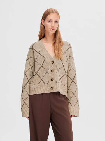 SELECTED FEMME Knit Cardigan 'Faril' in Beige: front