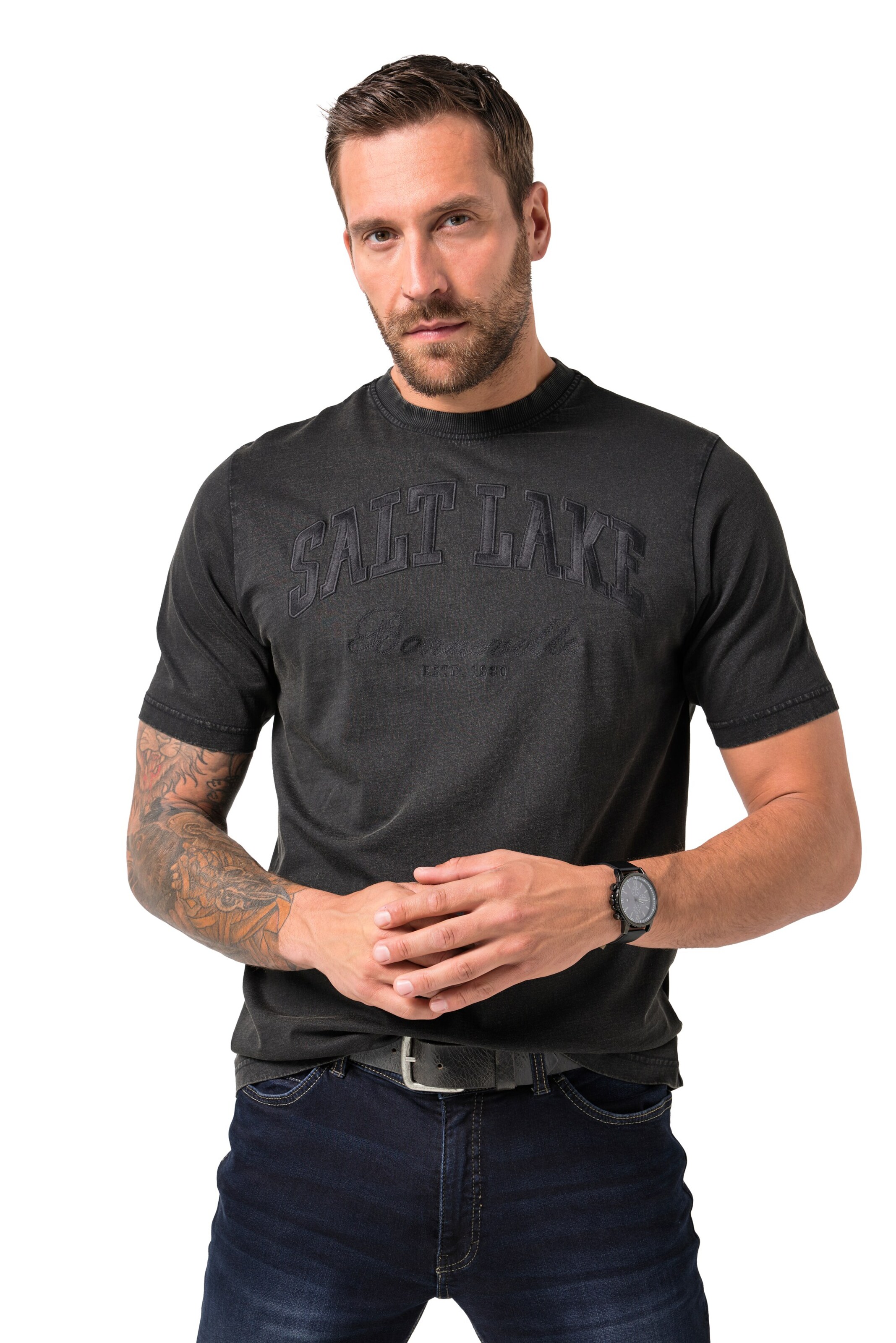 JP1880 Shirt in Zwart: voorkant