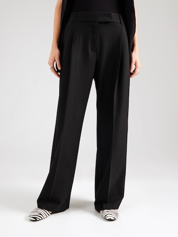 s.Oliver BLACK LABEL - Pierna ancha Pantalón plisado en negro: frente