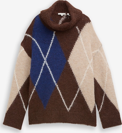 TOM TAILOR Pulover u bež / tamno plava / tamno smeđa / bijela, Pregled proizvoda