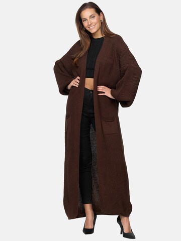 Elara Gebreide mantel in Bruin