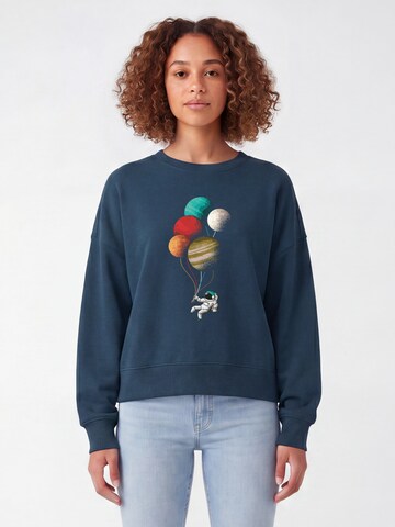 Felpa ' Balloon Spaceman ' di Watapparel in verde: frontale