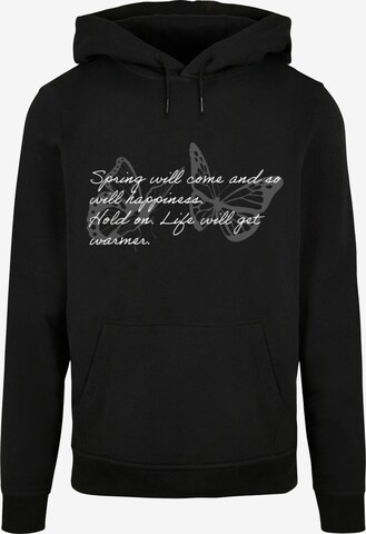Merchcode Sweatshirt 'Spring Saying' in Zwart: voorkant
