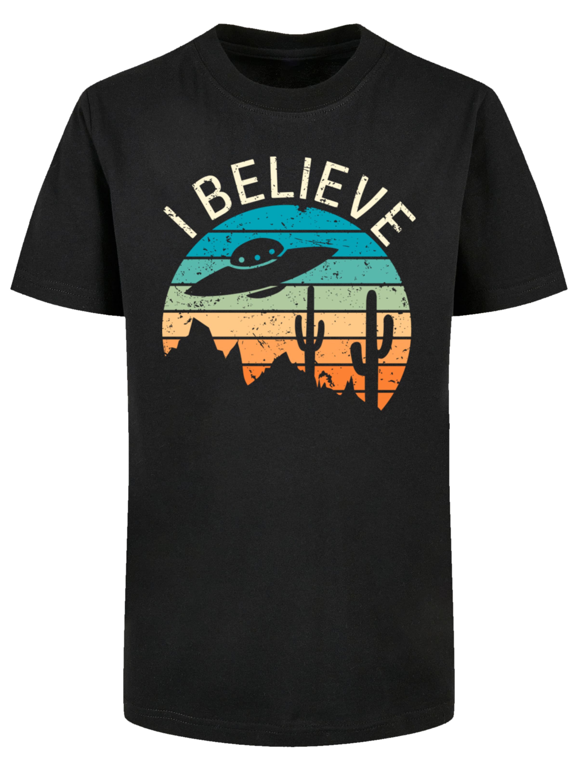 F4NT4STIC Shirt 'I Believe' in Zwart: voorkant