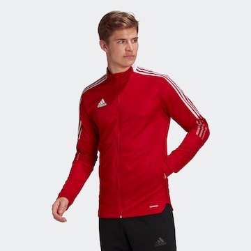 ADIDAS SPORTSWEAR Skinny Athletic Jacket 'Tiro 21' in Red: front