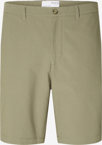 SELECTED HOMME - Regular Calças chino 'KARL SEERSUCKER' em verde: frente