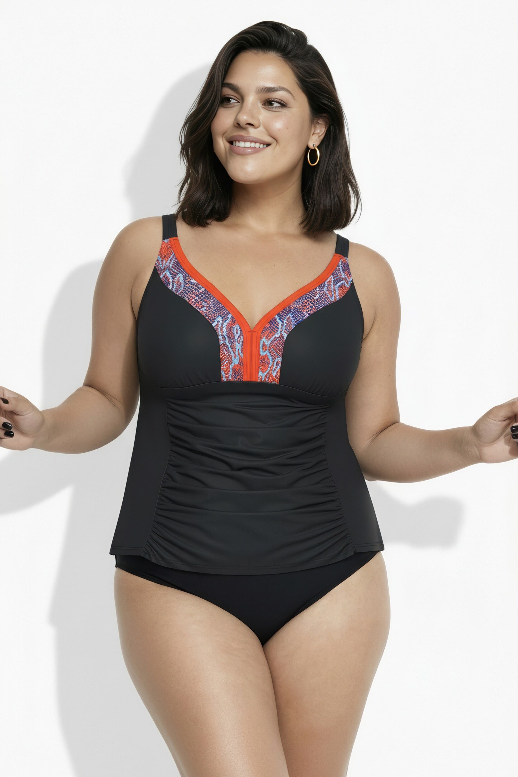 Ulla Popken Bustier Badeanzug in Schwarz