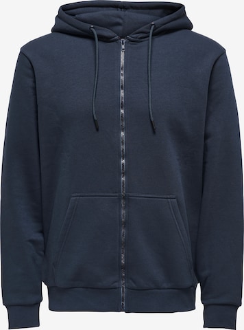 Only & Sons Regular Fit Sweatjacke in Blau: Vorderseite