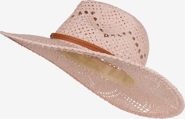 styleBREAKER Hut 'Panama Strohhut mit Stoff Zierband' in Pink: Vorderseite