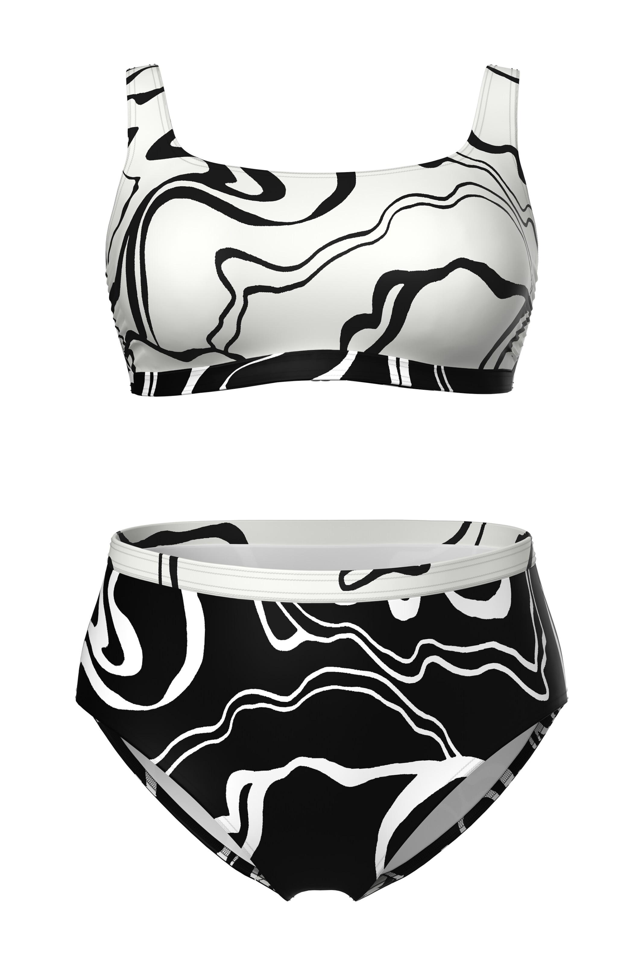 Ulla Popken T-Shirt Bikini in Schwarz: Vorderseite