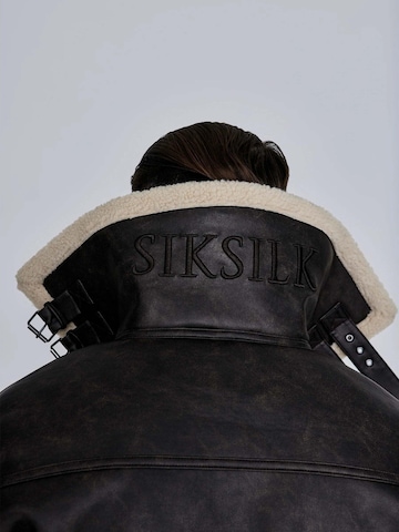 SikSilk Winter Jacket 'Aviator Jacket' in Brown