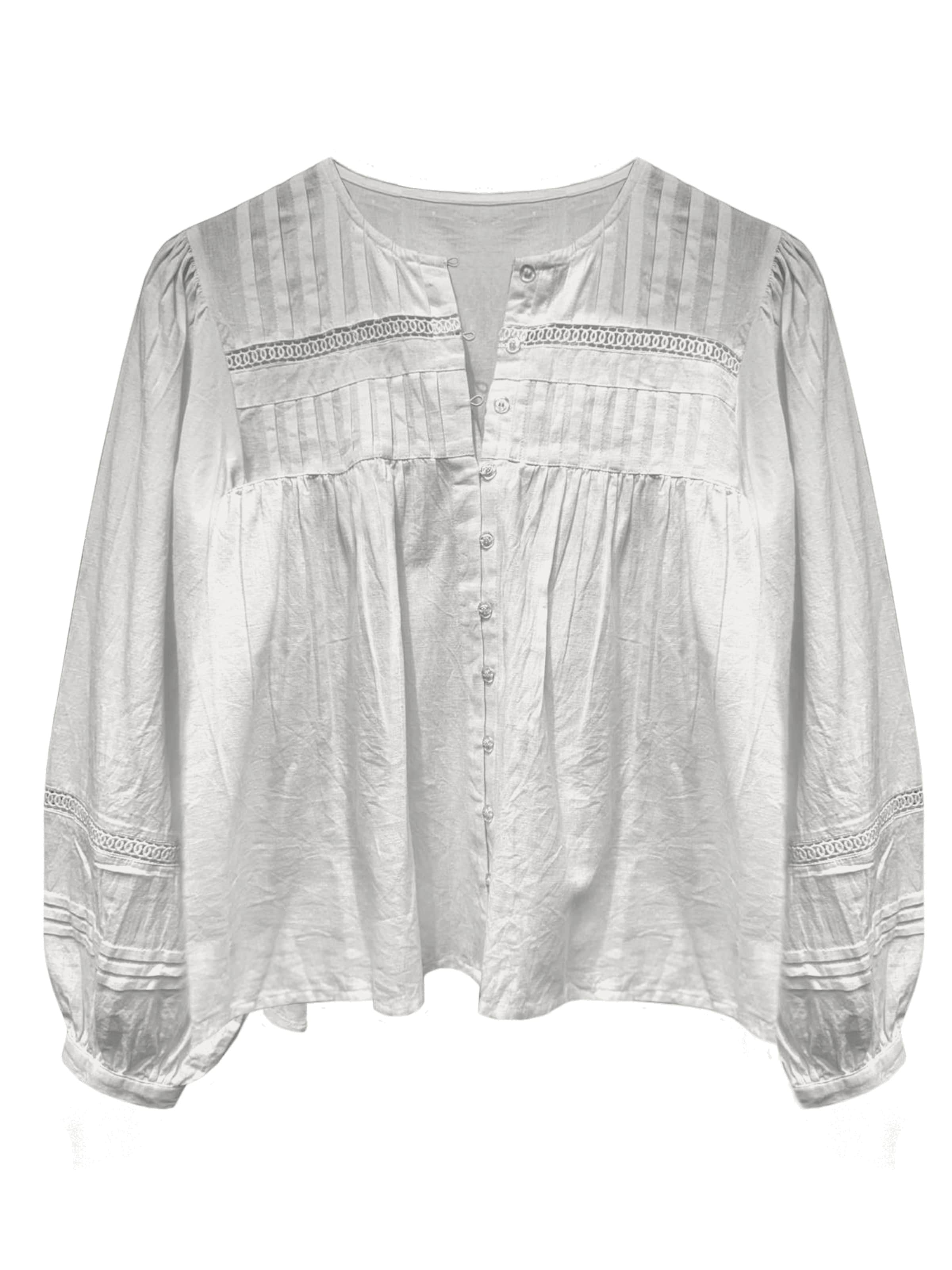 Apricot Pintuck Pleat Boho Blouse ' ' in Beige: Vorderseite