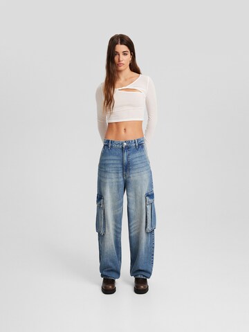 Bershka Tapered Cargojeans i blå