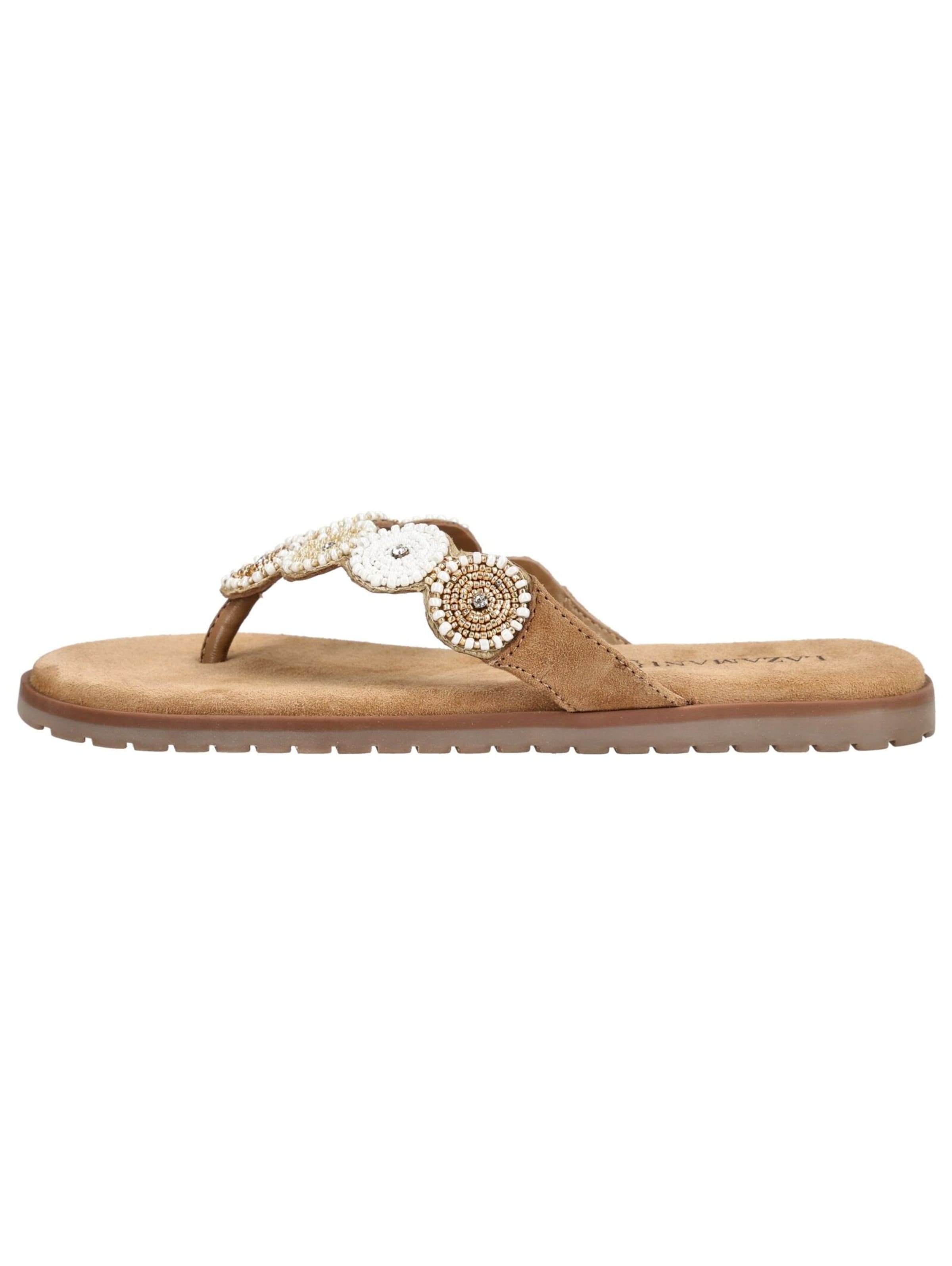 LAZAMANI T-Bar Sandals in Beige
