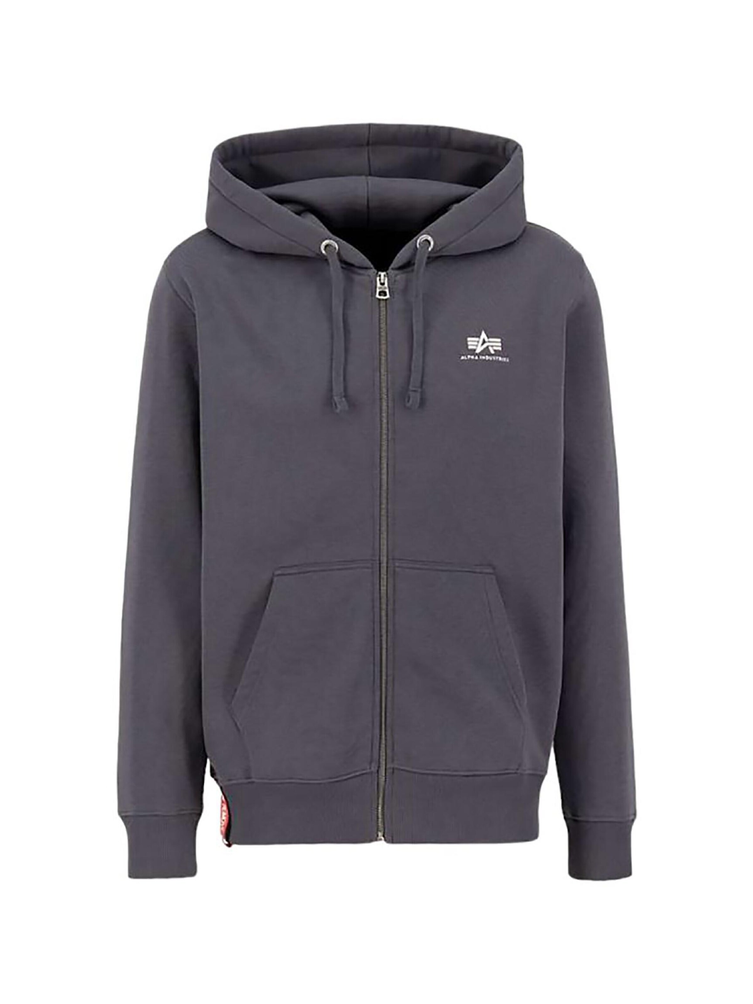 ALPHA INDUSTRIES Mikina 'Basic Zip' – šedá: přední strana