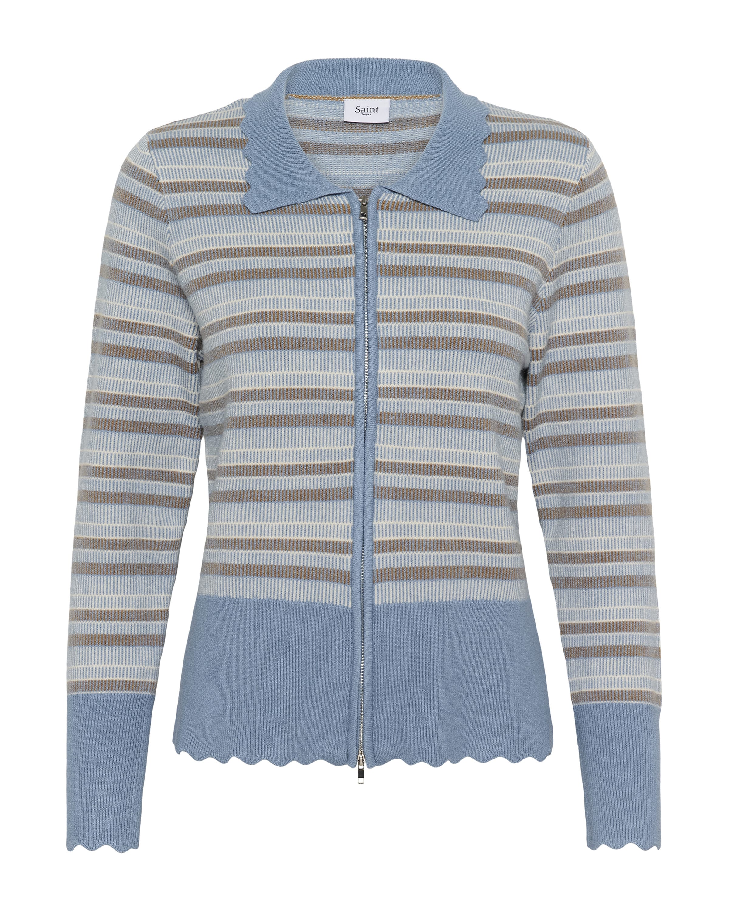 SAINT TROPEZ Gebreid vest 'SZPippa' in Blauw: voorkant