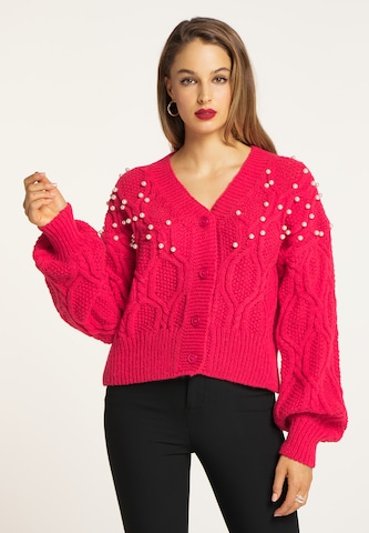 faina Gebreid vest in Rood: voorkant