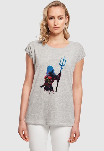 ABSOLUTE CULT T-Shirt 'Aquaman - Battle Silhouette' in Grau: predná strana