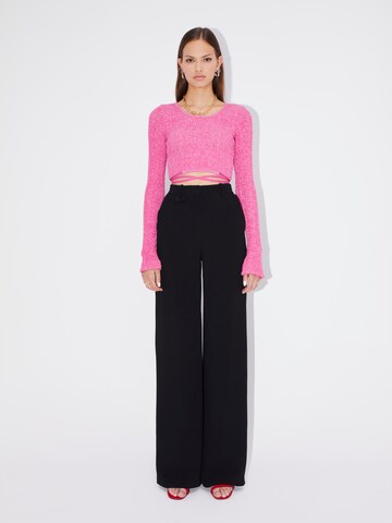 Wide leg Pantaloni cu dungă 'Anja' de la LeGer Premium pe negru