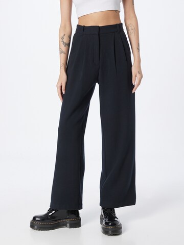 Abercrombie & Fitch Wide leg Bandplooibroek in Zwart: voorkant