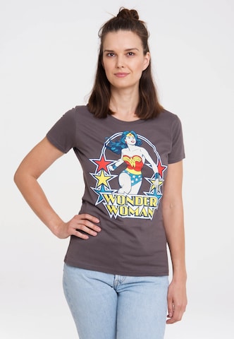 LOGOSHIRT Shirt 'Wonder Woman' in Grey: front