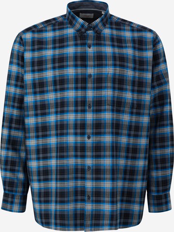 s.Oliver Men Big Sizes Button Up Shirt in Blue: front