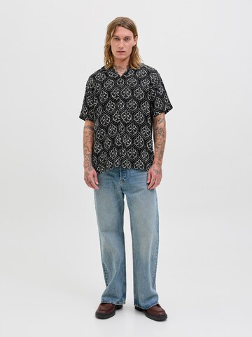 JACK & JONES Comfort fit Button Up Shirt 'JORHydra Noto' in Black