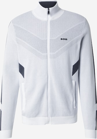 BOSS Sportstrickjacke in Weiß: Vorderseite