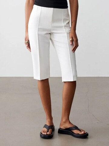 Dilvin Pleated Pants 'Shorts' in White: front