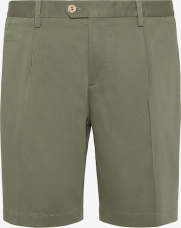 Boggi Milano Regular Pleat-Front Pants in Green: front