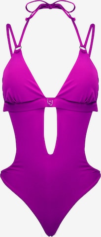 Liu Jo Triangle Swimsuit in Purple: front