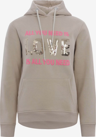 Zwillingsherz Sweatshirt 'Love is all you need' i beige: framsida
