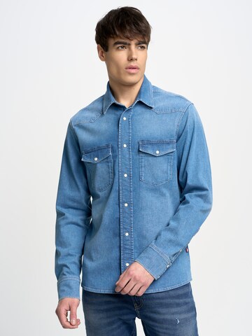 BIG STAR Regular fit Overhemd 'Chuck' in Blauw: voorkant