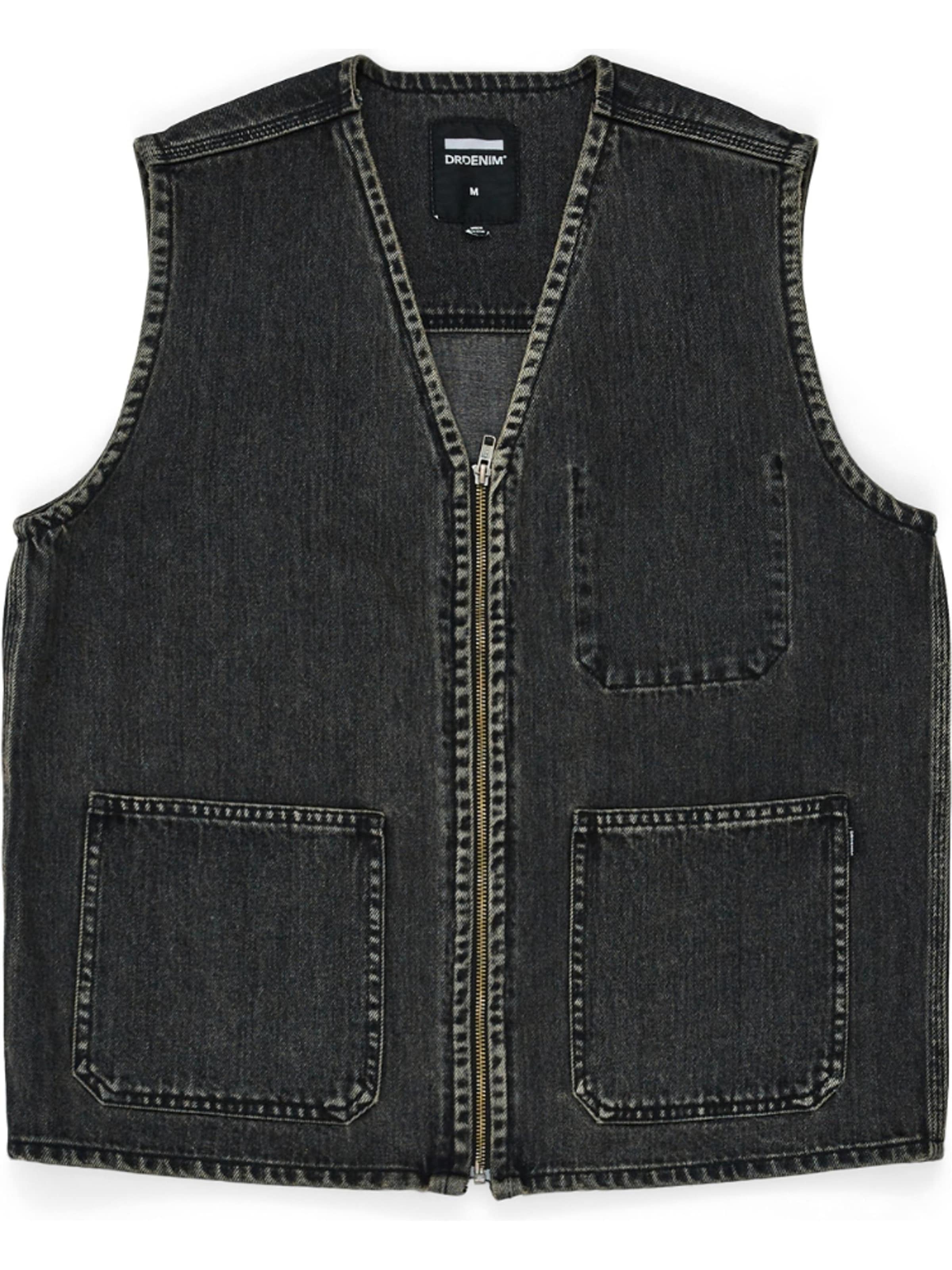 Dr. Denim Vest 'Enver Worker' in Black: front