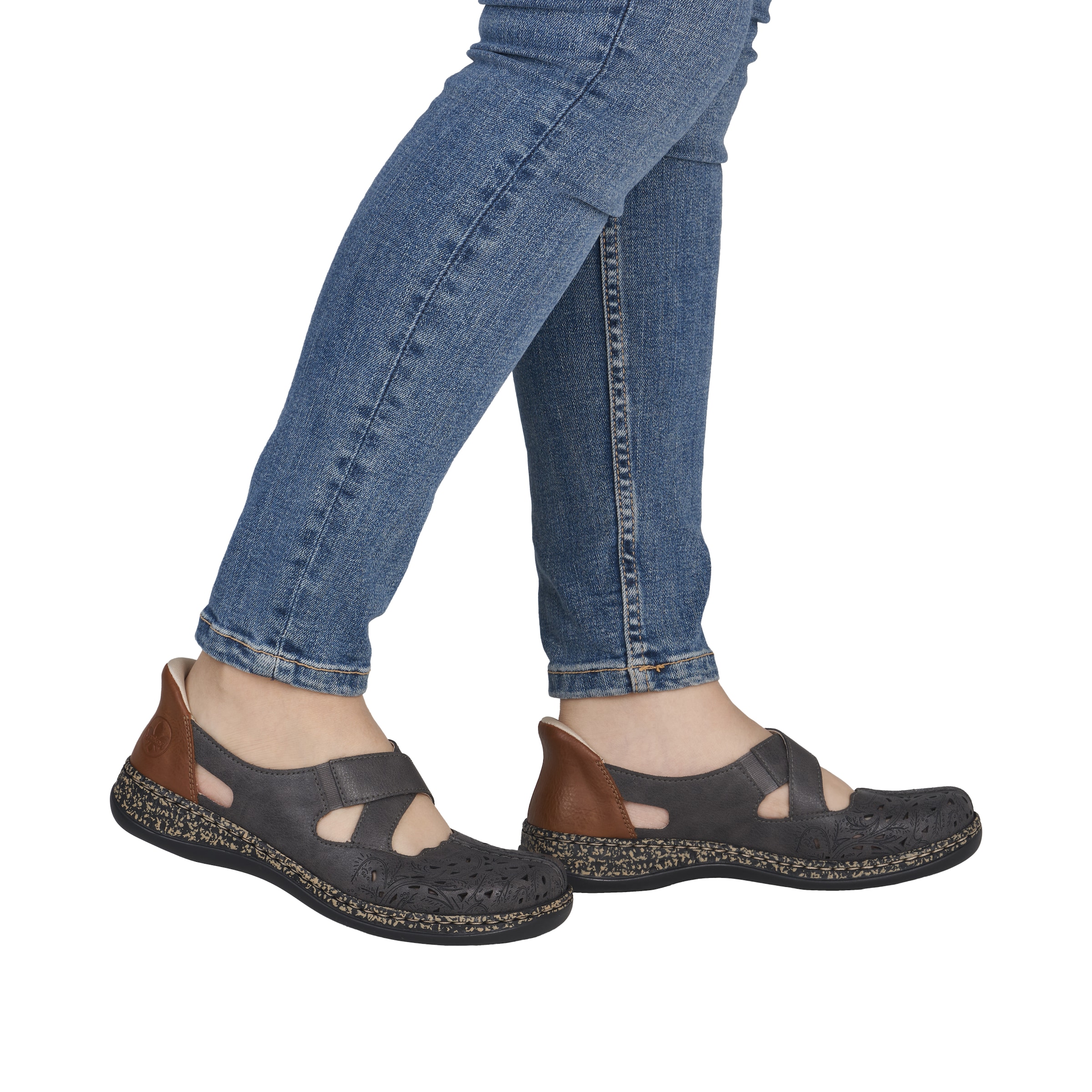 Ballerines à lanières Rieker en gris