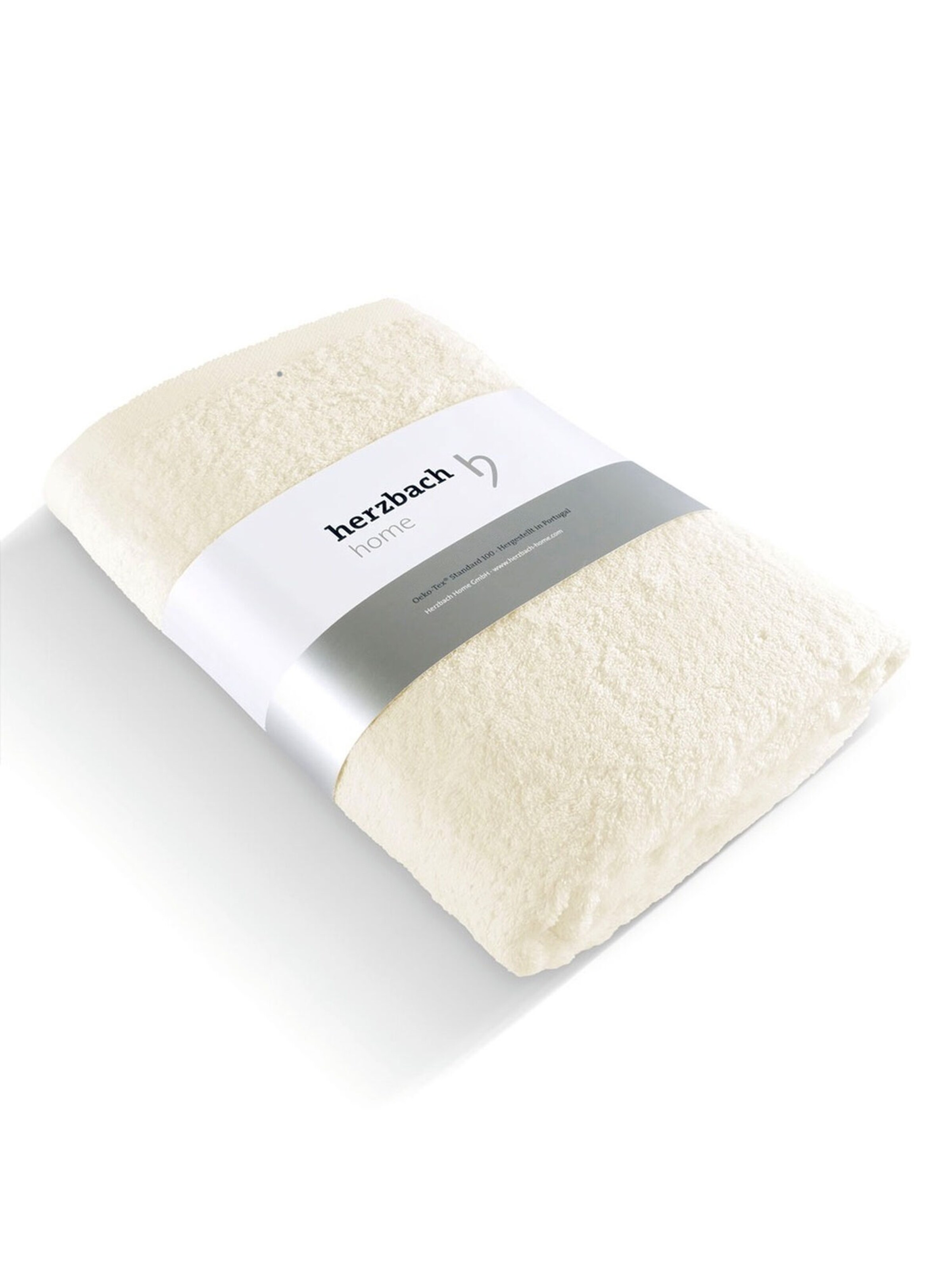 Herzbach home Saunatuch Pura, feingemusterte Bordüre, weich, hochwertig, Flächengewicht 550 gsm in creme, Produktansicht