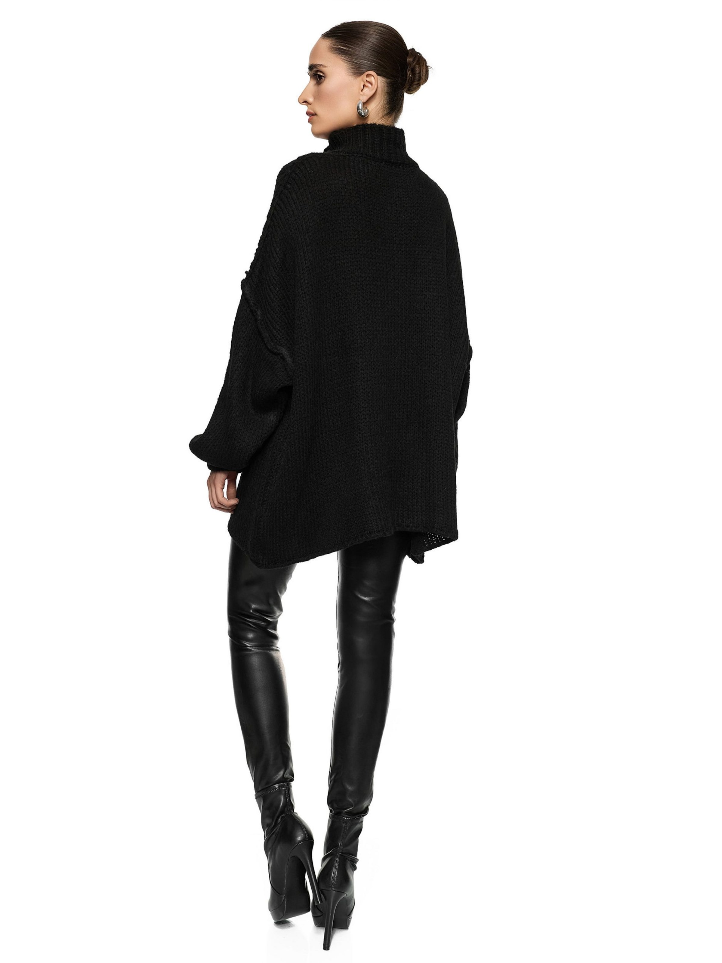 Worldclassca Oversized Sweater 'Strickpullover Oversized mit Stehkragen' in Black