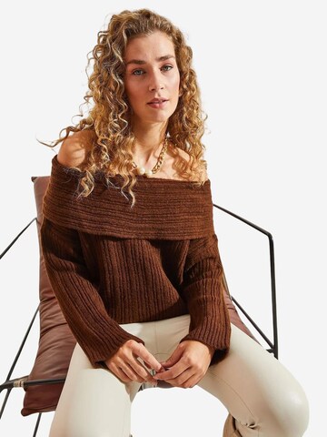 Bianco Lucci Pulover 'Pullover' | rjava barva
