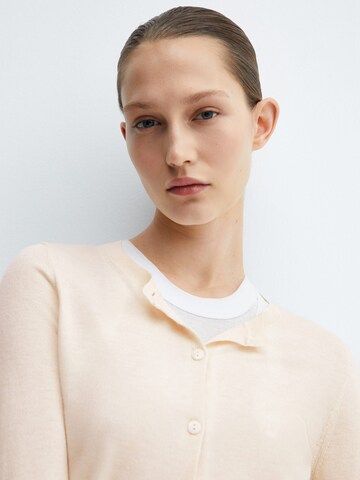 MANGO Knit Cardigan 'LUKABOB' in Beige