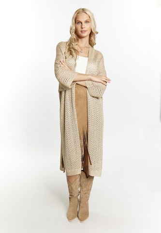 IZIA Knit Cardigan in Gold: front