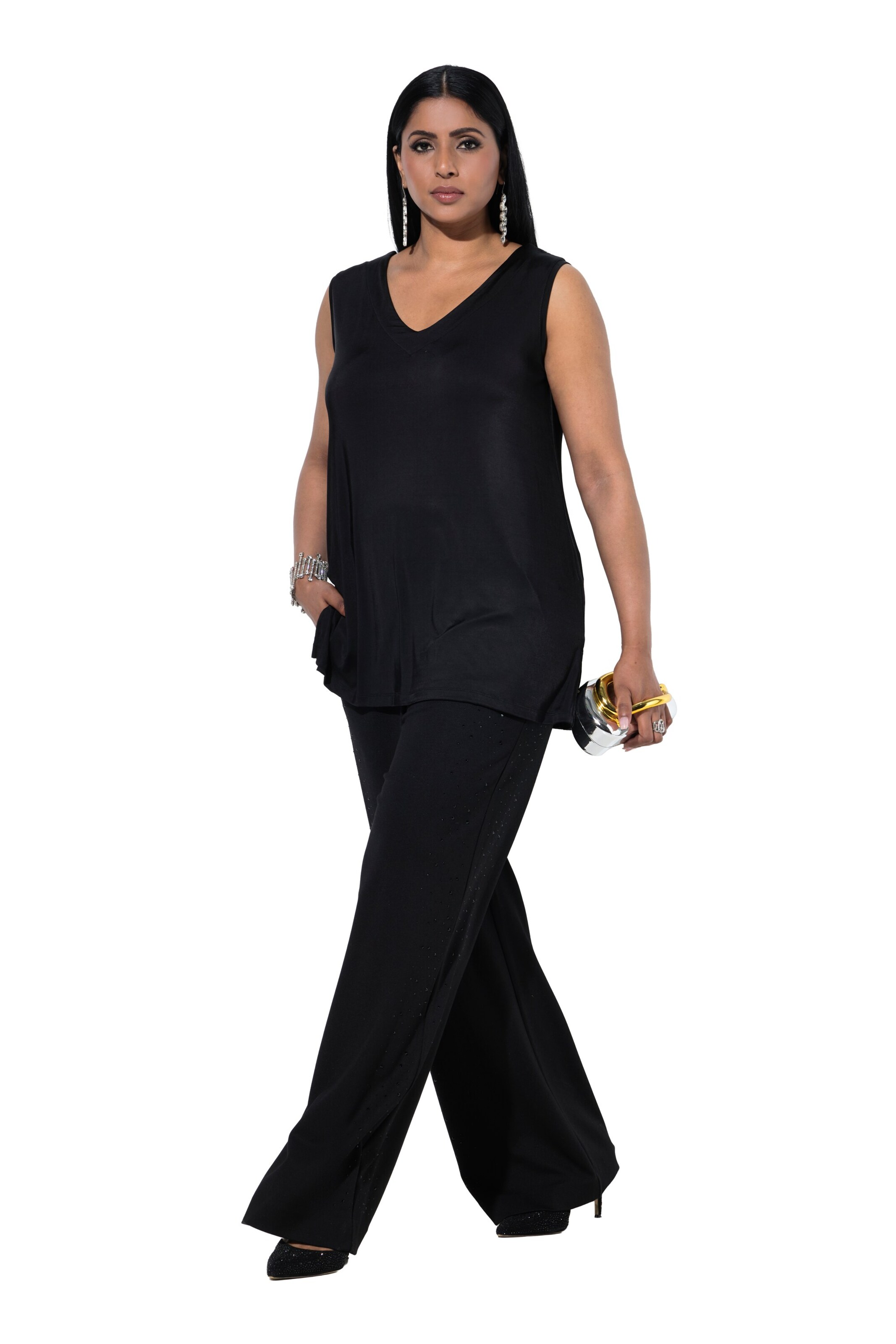 Ulla Popken Loose fit Trousers in Black: front