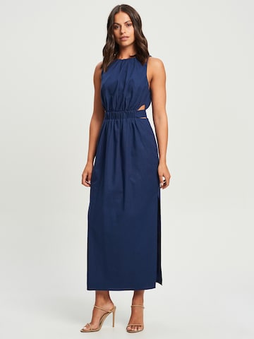 Robe 'SIANDRA' Tussah en bleu : devant